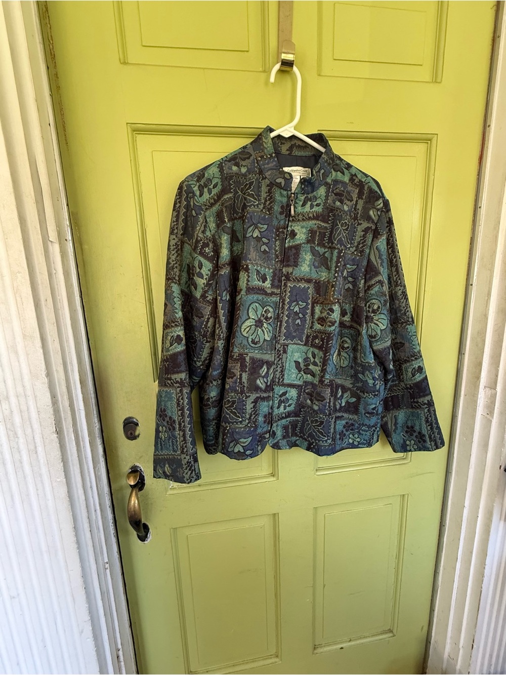 Womens Cold water screen Green-Blue Patterned Zip-Front Jacket